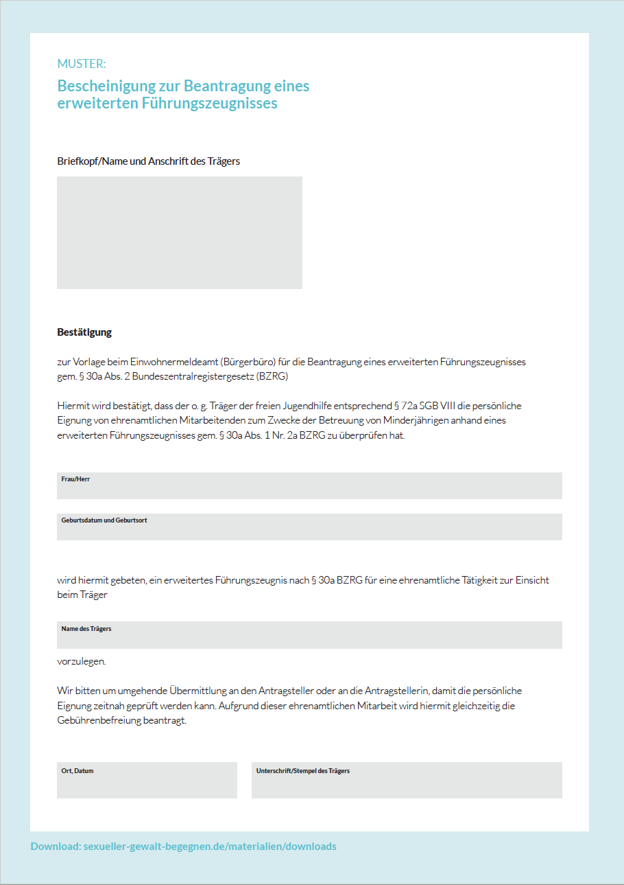 Erweitertes Führungszeugnis Zur Vorlage Bei Einer Behörde Material – Schutzkonzept Adventisten